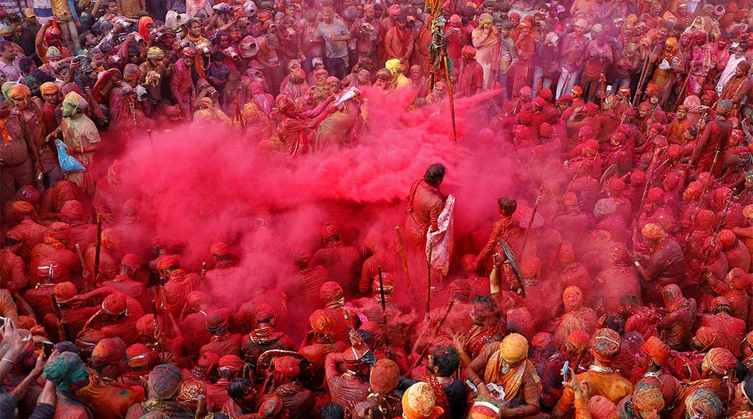 Holi celebration in Mathura